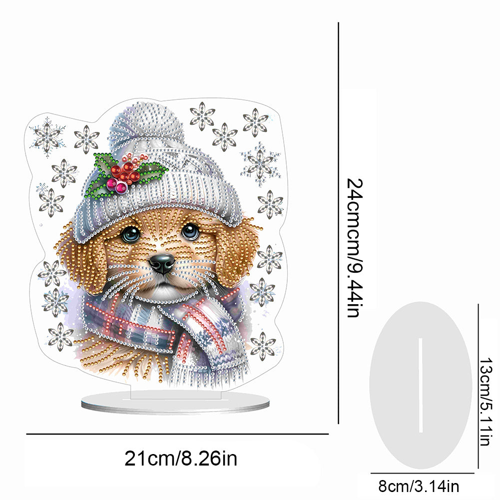 Winter Dog DIY Diamond Painting Tabletop Ornaments Kit for Office Desktop Decor
