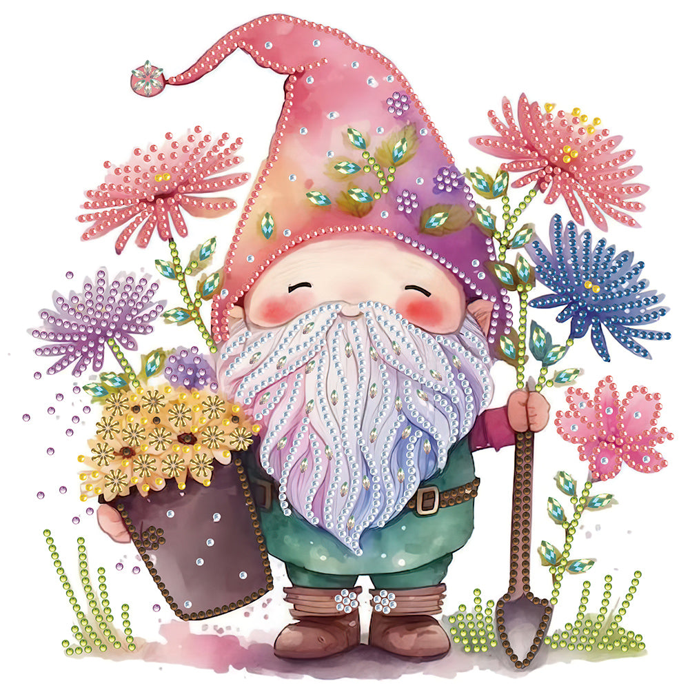 Gnome And Flower Powder - Special Shaped Drill Diamond Painting 30*30CM