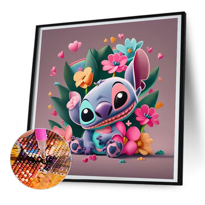 Flowers And Stitch - Full Round Drill Diamond Painting 30*30CM