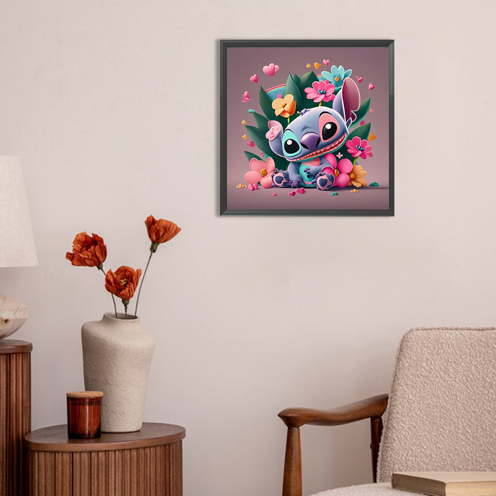 Flowers And Stitch - Full Round Drill Diamond Painting 30*30CM