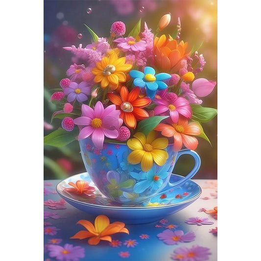 Cup Flowers - Full Round Drill Diamond Painting 40*60CM