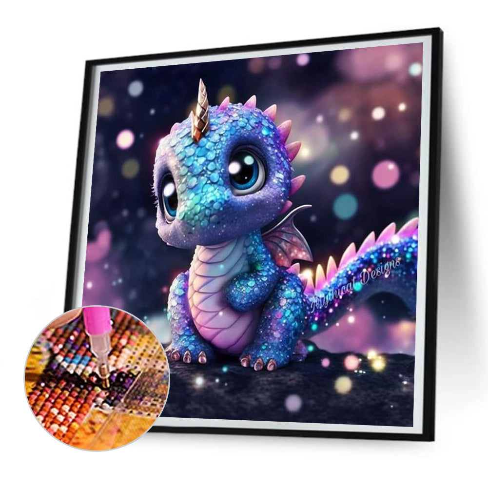 Glowing Little Dinosaur - Full Round Drill Diamond Painting 30*30CM