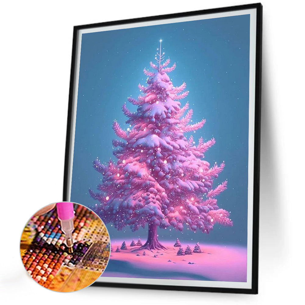 Purple Light Christmas Tree - Full Round Drill Diamond Painting 30*40CM