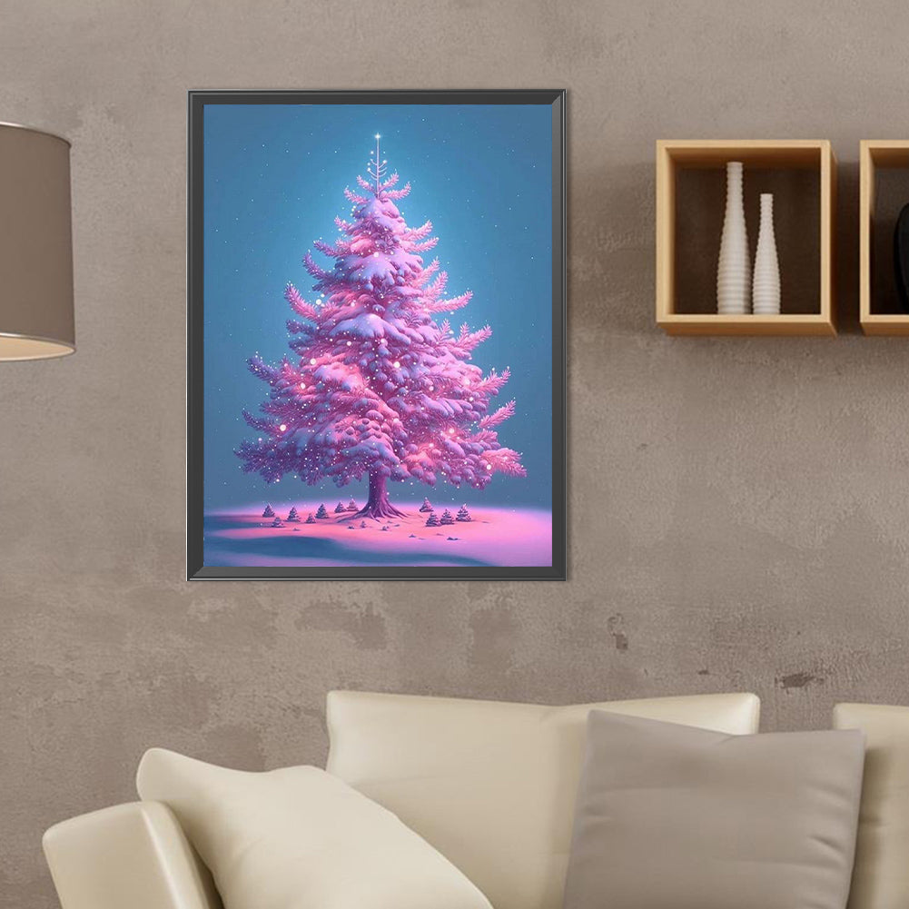 Purple Light Christmas Tree - Full Round Drill Diamond Painting 30*40CM