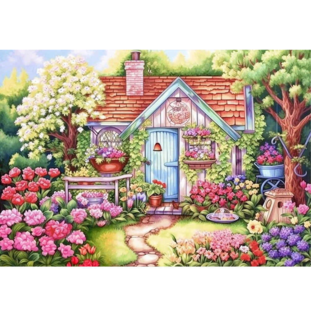 Flower House - 11CT Stamped Cross Stitch 60*45CM