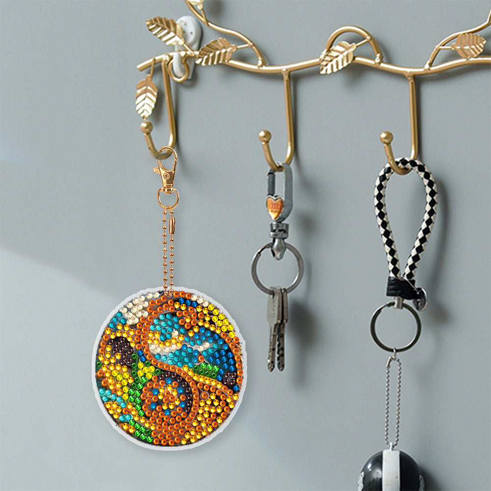 6 PCS Double Sided Special Shape Diamond Painting Keychain Pendant(Tree of Life)