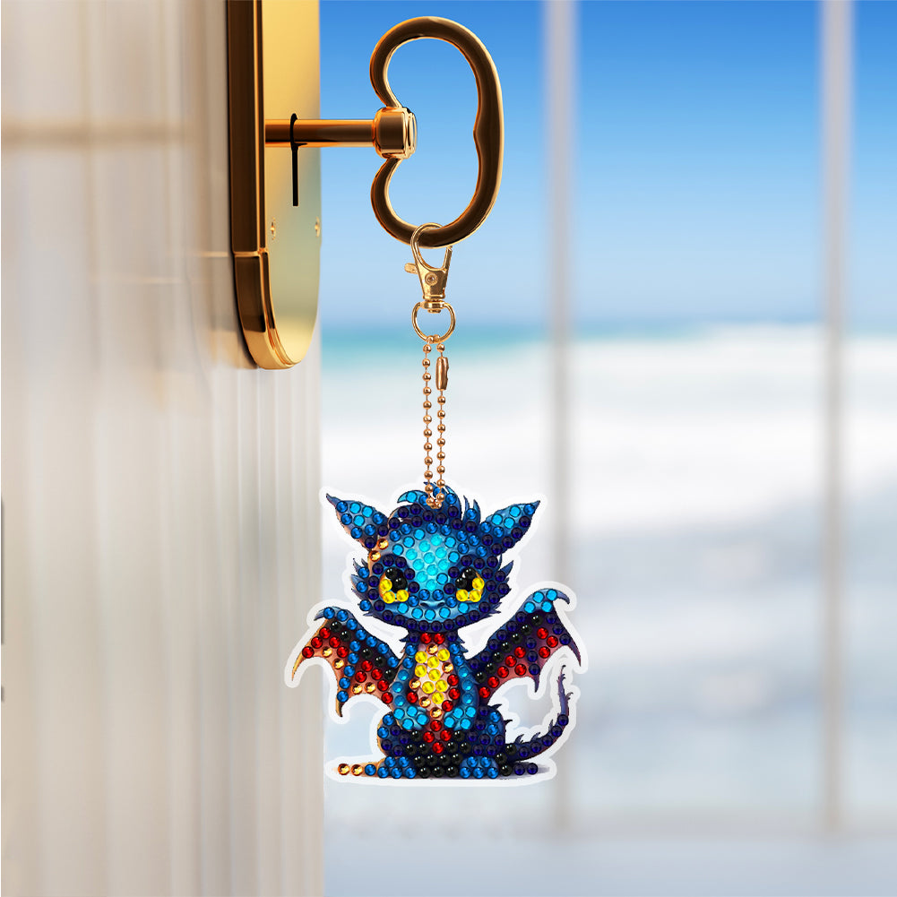 6 PCS Double Sided Special Shape Diamond Painting Keychain Pendant (Dinosaur)