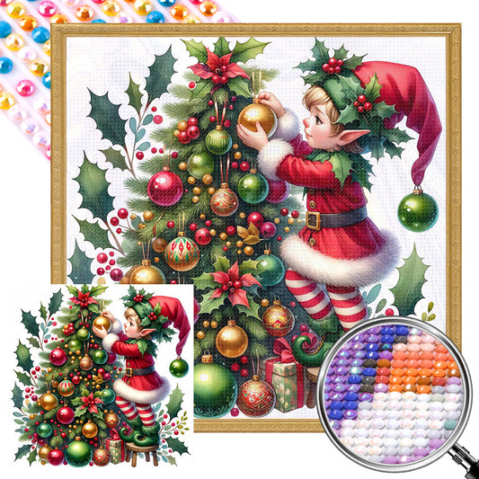 Christmas Tree And Little Doll - Full AB Round Drill Diamond Painting 30*30CM