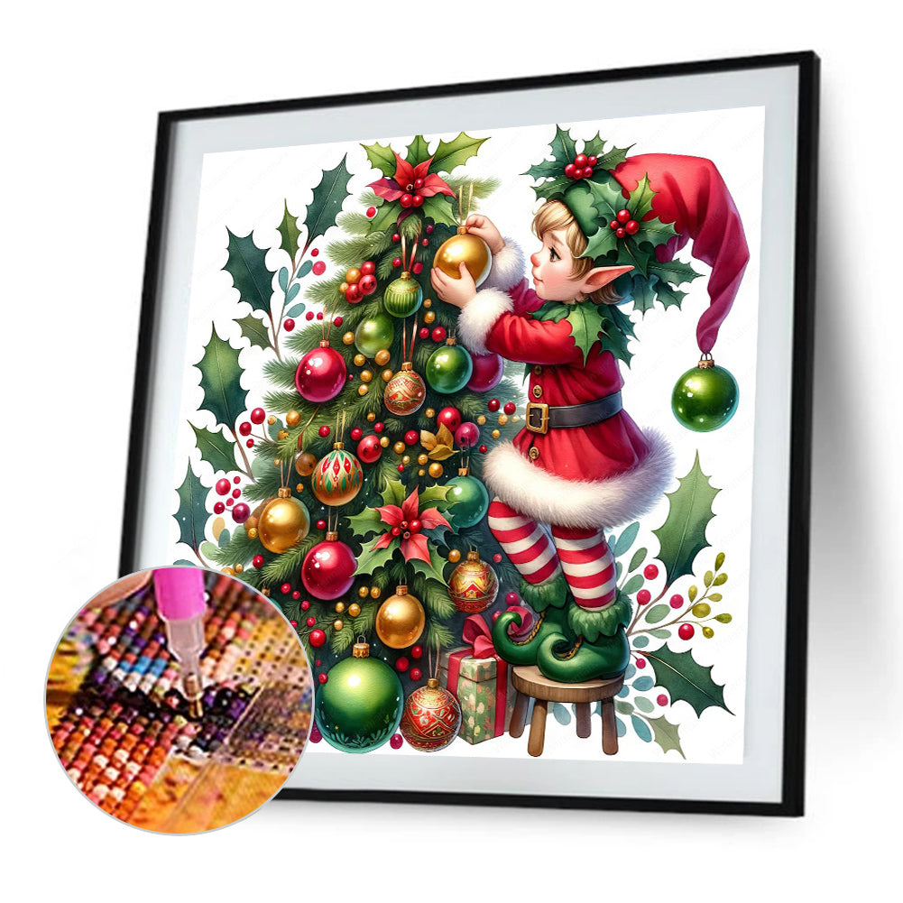 Christmas Tree And Little Doll - Full AB Round Drill Diamond Painting 30*30CM