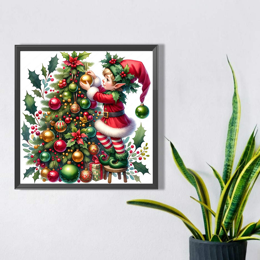 Christmas Tree And Little Doll - Full AB Round Drill Diamond Painting 30*30CM