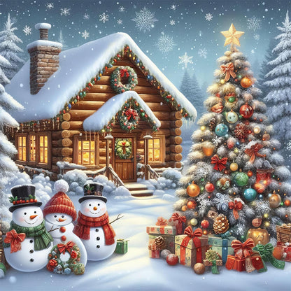 Christmas Snow Scene - Full AB Round Drill Diamond Painting 30*30CM