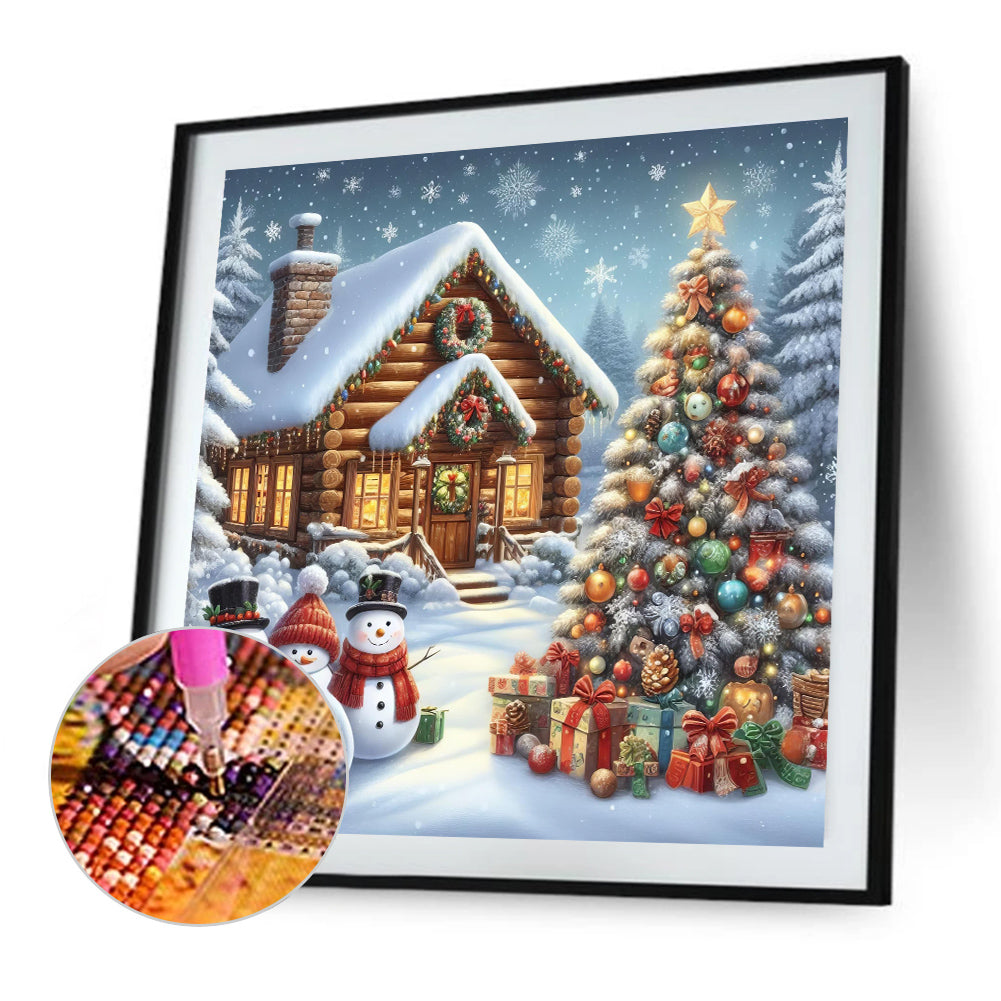 Christmas Snow Scene - Full AB Round Drill Diamond Painting 30*30CM