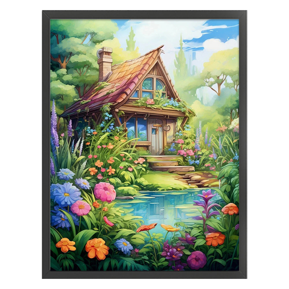 Landscape Hut - 14CT Stamped Cross Stitch 55*70CM