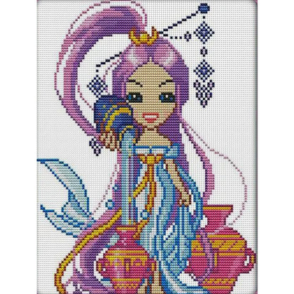 Aquarius - 14CT Stamped Cross Stitch 22*29CM(Joy Sunday)