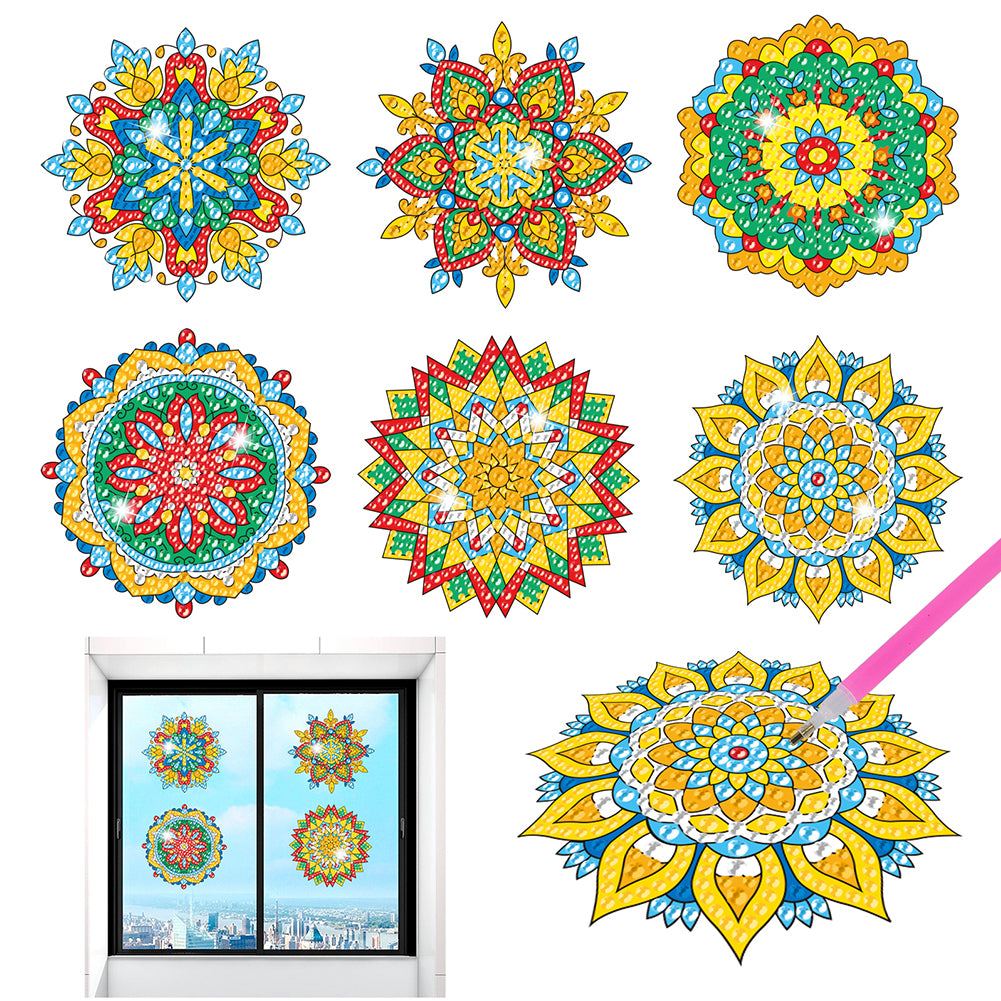 6 PCS Gem Art DIY Craft Kits Mandala Diamond Painting Stickers for Boy Girl Gift