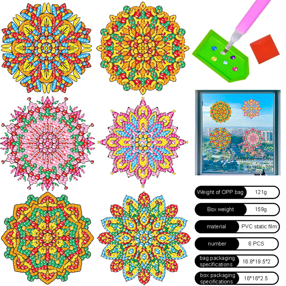 6 PCS Gem Art DIY Craft Kits Mandala Diamond Painting Stickers for Boy Girl Gift