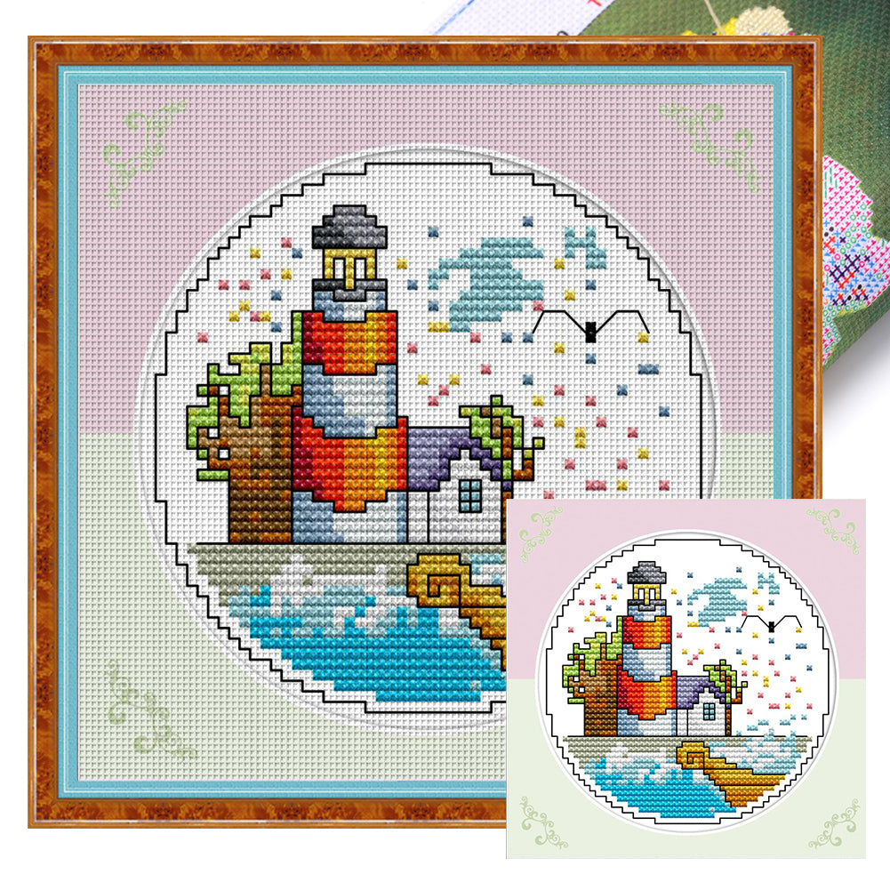 Spring By The Sea - 14CT Stamped Cross Stitch 16*16CM(Joy Sunday)