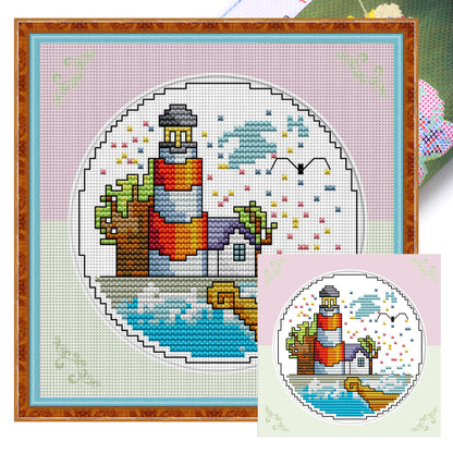 Spring By The Sea - 14CT Stamped Cross Stitch 16*16CM(Joy Sunday)