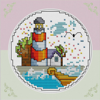 Spring By The Sea - 14CT Stamped Cross Stitch 16*16CM(Joy Sunday)