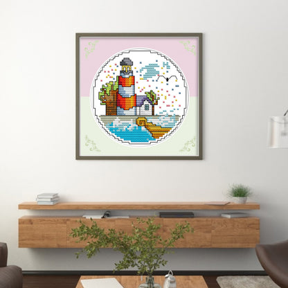 Spring By The Sea - 14CT Stamped Cross Stitch 16*16CM(Joy Sunday)