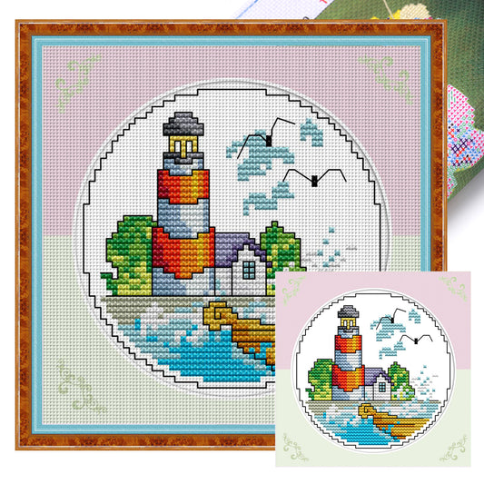 Summer By The Sea - 14CT Stamped Cross Stitch 16*16CM(Joy Sunday)