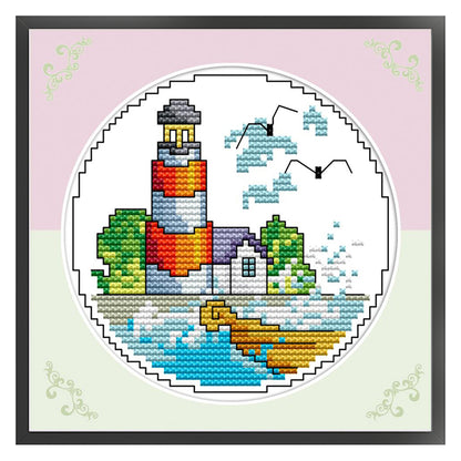 Summer By The Sea - 14CT Stamped Cross Stitch 16*16CM(Joy Sunday)