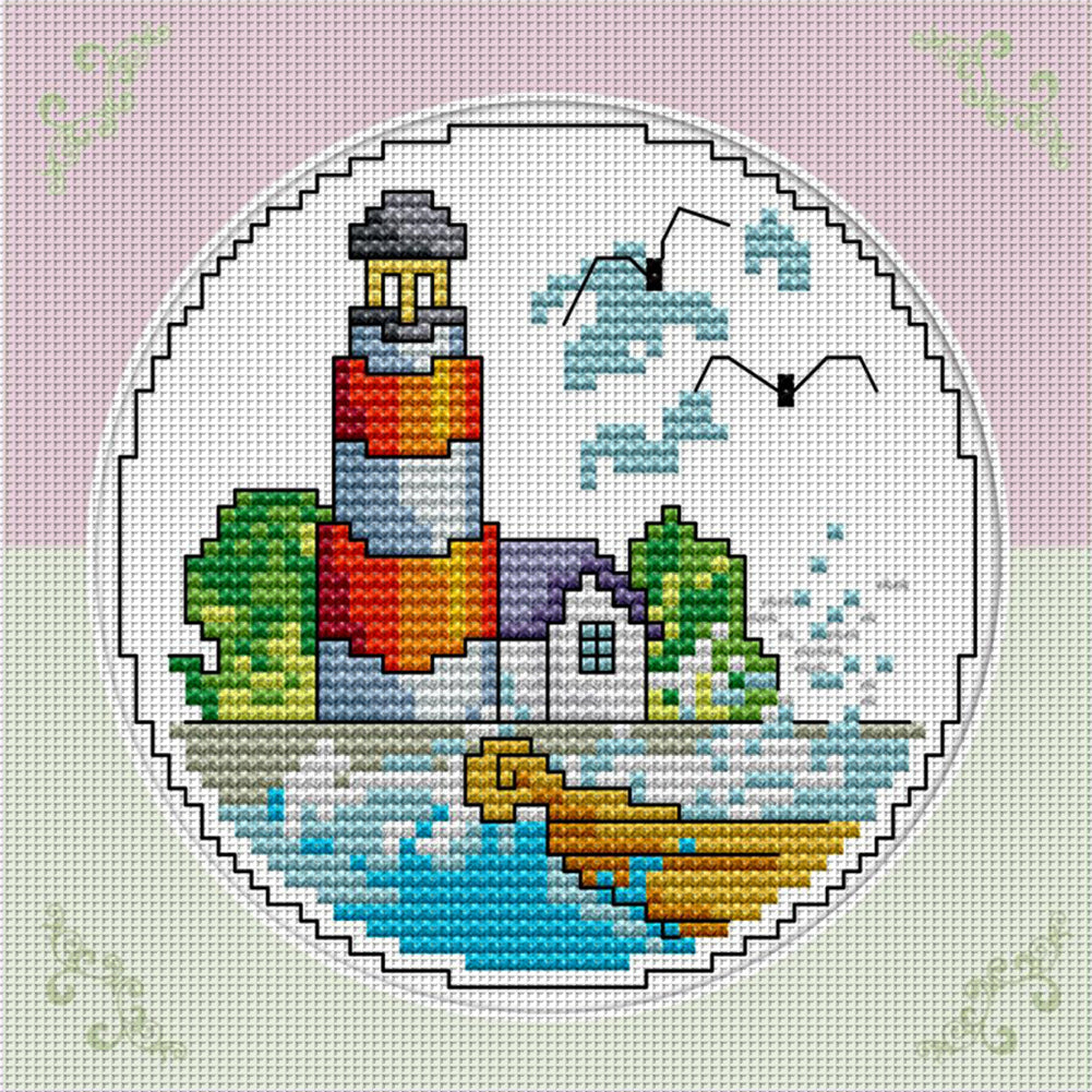 Summer By The Sea - 14CT Stamped Cross Stitch 16*16CM(Joy Sunday)