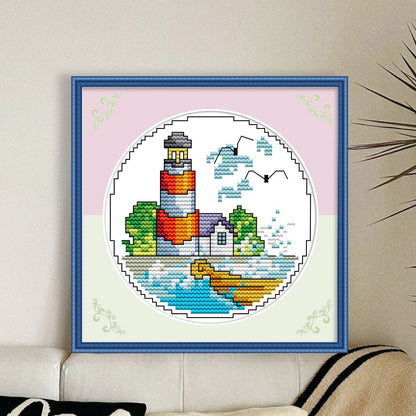 Summer By The Sea - 14CT Stamped Cross Stitch 16*16CM(Joy Sunday)