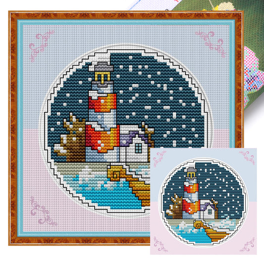 Winter By The Sea - 14CT Stamped Cross Stitch 16*16CM(Joy Sunday)