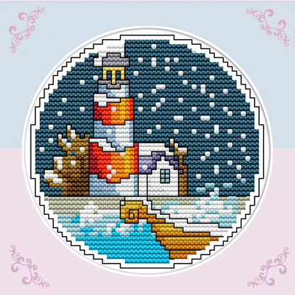 Winter By The Sea - 14CT Stamped Cross Stitch 16*16CM(Joy Sunday)