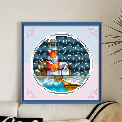 Winter By The Sea - 14CT Stamped Cross Stitch 16*16CM(Joy Sunday)