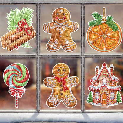 6 PCS Diamond Painting Stickers for Xmas Boy Girls Gift (Gingerbread Man Candy)