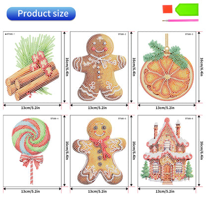 6 PCS Diamond Painting Stickers for Xmas Boy Girls Gift (Gingerbread Man Candy)