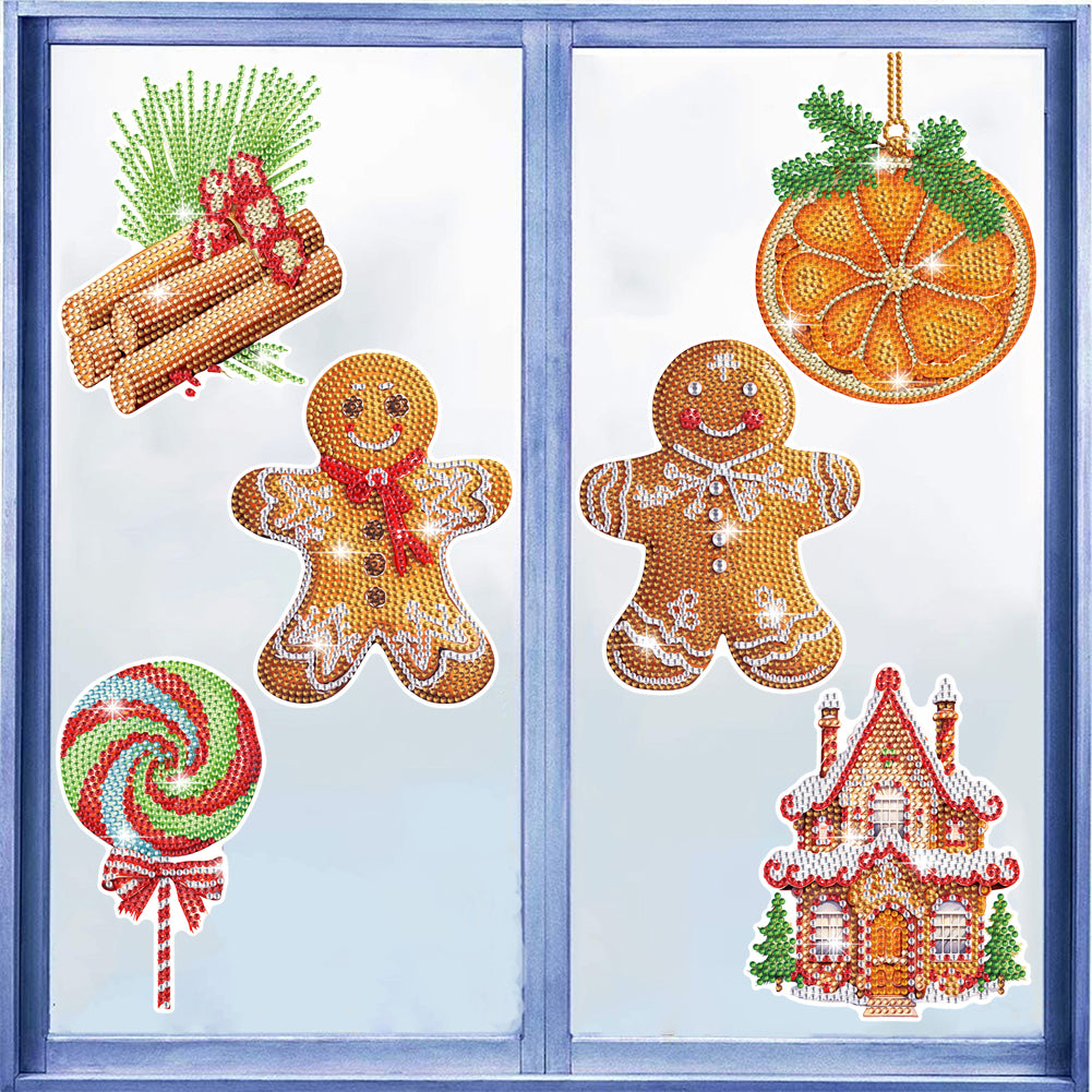 6 PCS Diamond Painting Stickers for Xmas Boy Girls Gift (Gingerbread Man Candy)