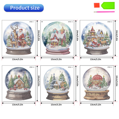 6 PCS Diamond Painting Stickers for Xmas Decor Boy Girl Gift (Xmas Crystal Ball)