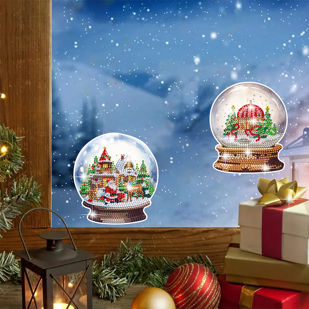 6 PCS Diamond Painting Stickers for Xmas Decor Boy Girl Gift (Xmas Crystal Ball)