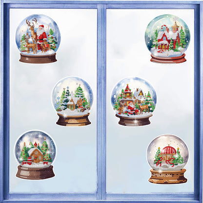 6 PCS Diamond Painting Stickers for Xmas Decor Boy Girl Gift (Xmas Crystal Ball)