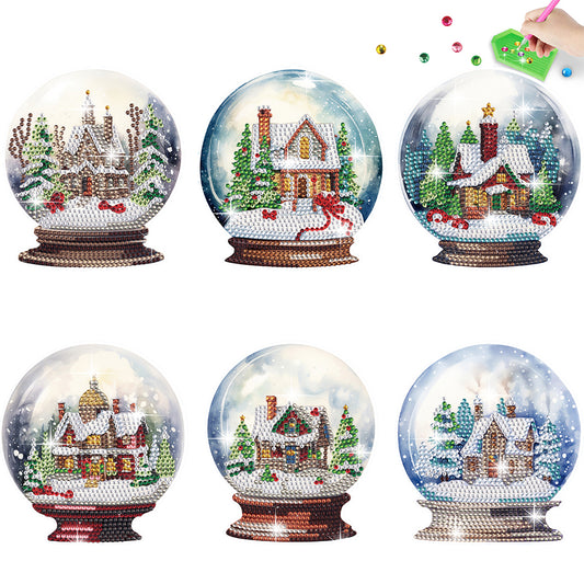 6 PCS Diamond Painting Stickers for Xmas Decor Boy Girl Gift (Xmas Crystal Ball)