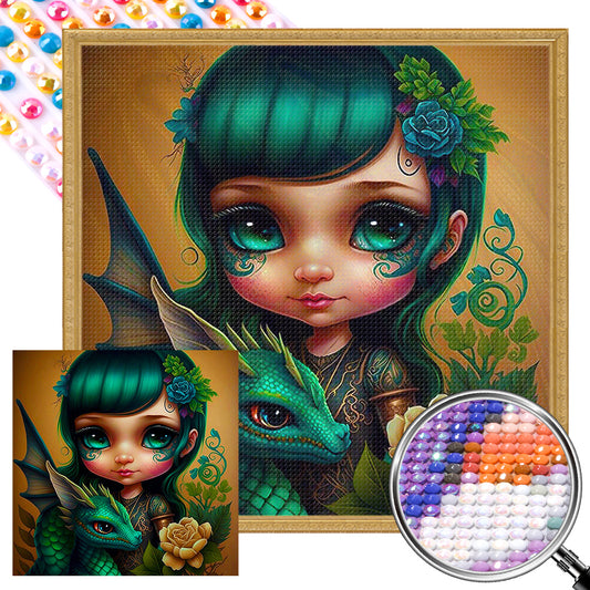 Dragon And Maiden - Full AB Round Drill Diamond Painting 40*40CM