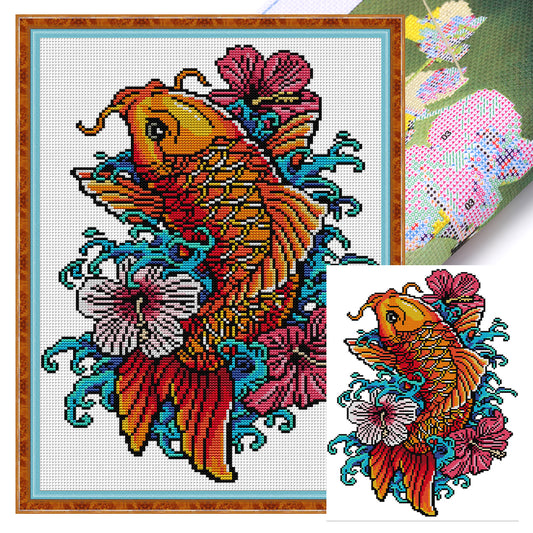 Carp 2 - 14CT Stamped Cross Stitch 29*40CM(Joy Sunday)