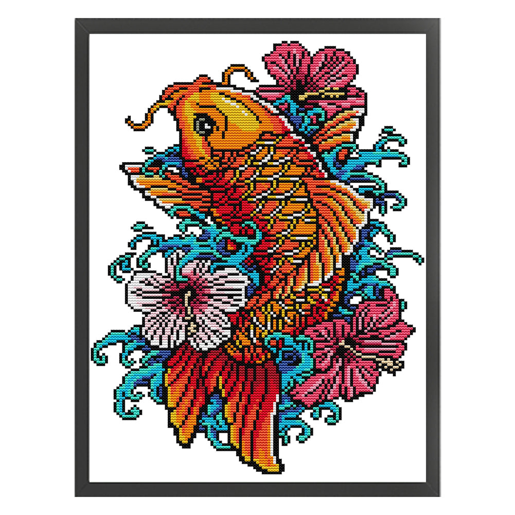 Carp 2 - 14CT Stamped Cross Stitch 29*40CM(Joy Sunday)