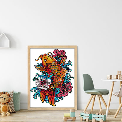 Carp 2 - 14CT Stamped Cross Stitch 29*40CM(Joy Sunday)