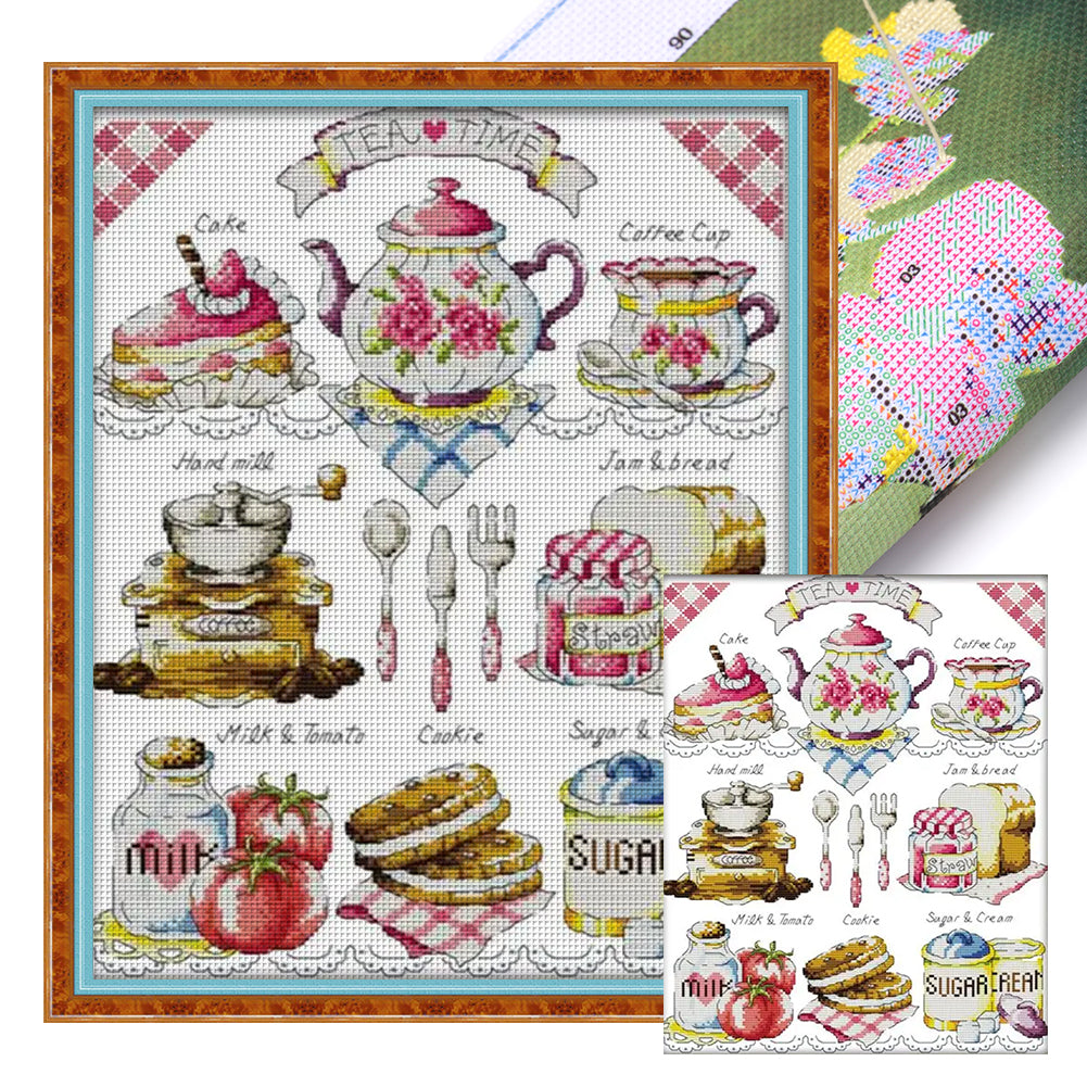 Afternoon Tea Time(2) - 14CT Stamped Cross Stitch 36*44CM(Joy Sunday)