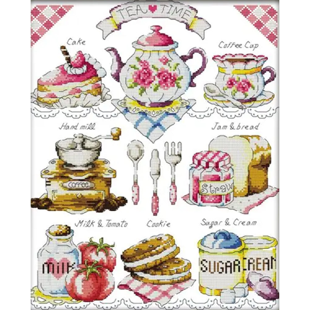 Afternoon Tea Time(2) - 14CT Stamped Cross Stitch 36*44CM(Joy Sunday)