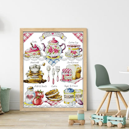 Afternoon Tea Time(2) - 14CT Stamped Cross Stitch 36*44CM(Joy Sunday)