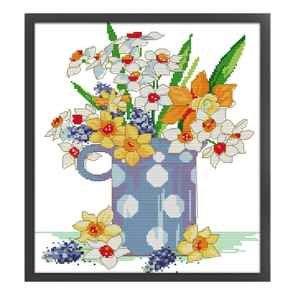 Brilliant Flowers - 14CT Stamped Cross Stitch 33*37CM(Joy Sunday)