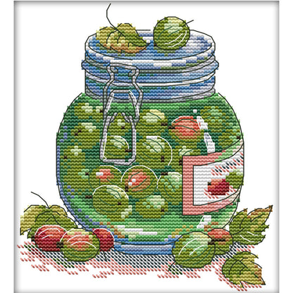 Juicy Gooseberries - 14CT Stamped Cross Stitch 18*21CM(Joy Sunday)