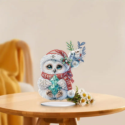 White Owl 5D DIY Diamond Painting Desktop Ornaments Kit for Office Desktop Decor