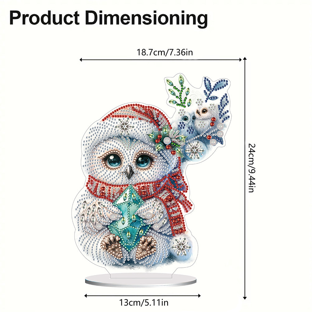 White Owl 5D DIY Diamond Painting Desktop Ornaments Kit for Office Desktop Decor