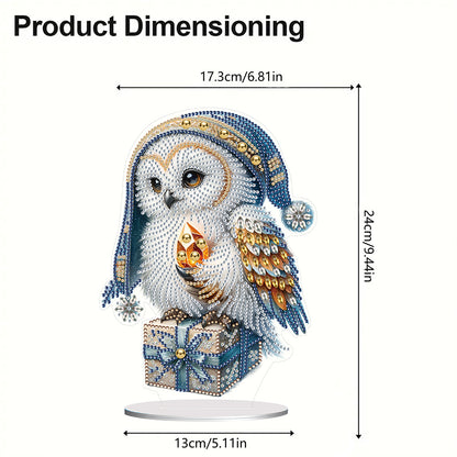 White Owl 5D DIY Diamond Painting Desktop Ornaments Kit for Office Desktop Decor